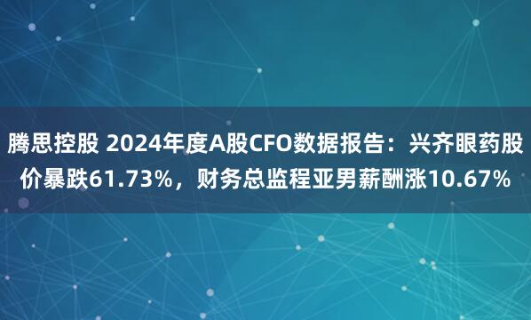 腾思控股 2024年度A股CFO数据报告：兴齐眼药股价暴跌61.73%，财务总监程亚男薪酬涨10.67%